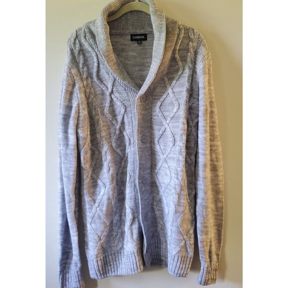 Carbon Rue 21 Mens M Gray Cable Knit Cardigan Sweater Grandpa Sweater - Picture 1 of 11